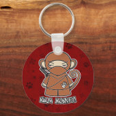 Ninja Monkey. In rode Sleutelhanger (Voorkant)