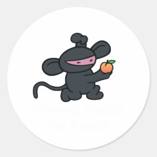 Ninja Monkey Steals the Peach Ronde Sticker