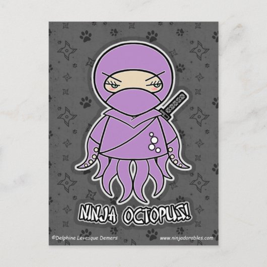 Ninja Octopus. Briefkaart (Voorkant)
