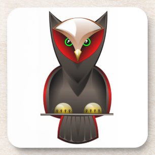 Ninja Owl in Red Green en Brown Onderzetter
