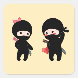 Ninja Pair, een jongen en een meisje Vierkante Sticker