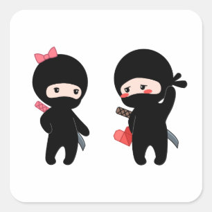 Ninja Pair, een jongen en een meisje Vierkante Sticker