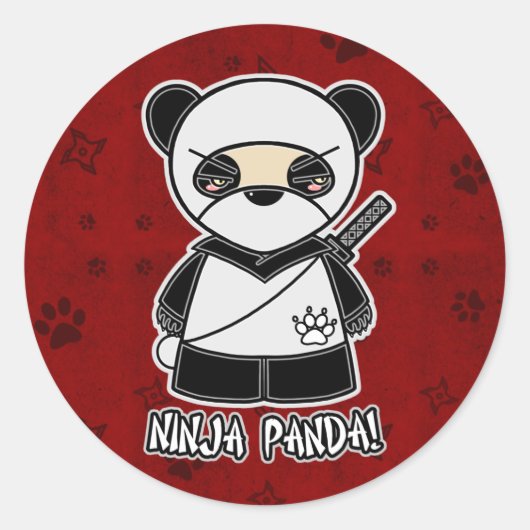 Ninja Panda! In rode Sticker (Voorkant)