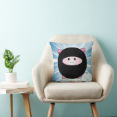Ninja Pig op Blue Kussen (Stoel)