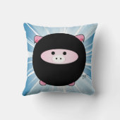 Ninja Pig op Blue Kussen (Achterkant)