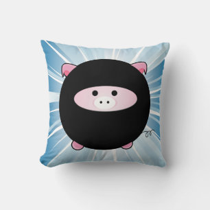 Ninja Pig op Blue Kussen