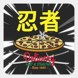 Ninja Pizza Delivery T-Shirt Vierkante Sticker