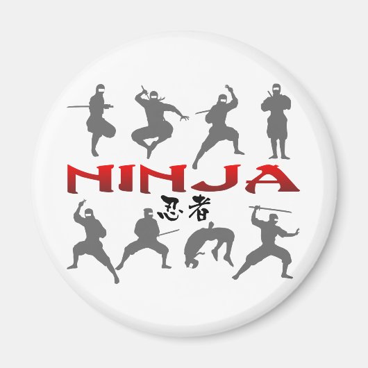 Ninja Pose Silhouette Magneet (Voorkant)