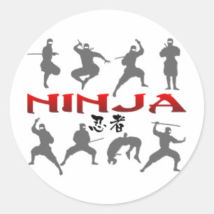 Ninja Pose Silhouette Ronde Sticker