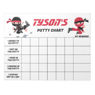Ninja Potty Chart Gepersonaliseerde naam en taken Notitieblok