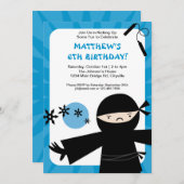 Ninja Power Blue Invitation Kaart (Voorkant / Achterkant)