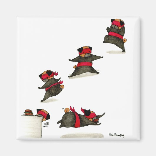 Ninja Pug Snack Attack! Magneet (Voorkant)