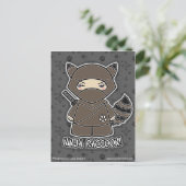 Ninja Raccoon. Briefkaart (Staand voorkant)