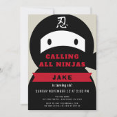 Ninja Red & Black Boy Verjaardag Kaart (Voorkant)