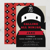 Ninja Red & Black Boy Verjaardag Kaart (Voorkant / Achterkant)