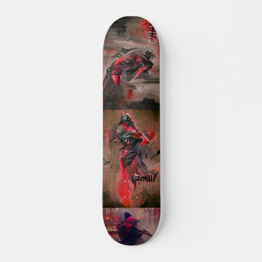 Ninja red Death grafische abstracte kunst Skateboard (Voorkant)