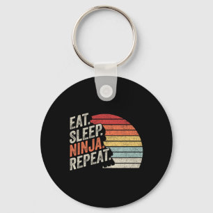 Ninja Retro  Eet Slaap Ninja Karate Herhaal Sleutelhanger
