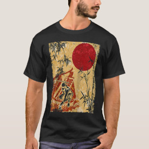 Ninja Samurai Japanse  vechtster Retro Ragla T-shirt