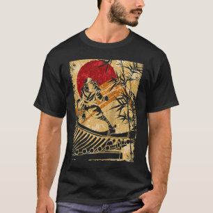 Ninja Samurai Japanse  vechtster Retro Ragla T-shirt