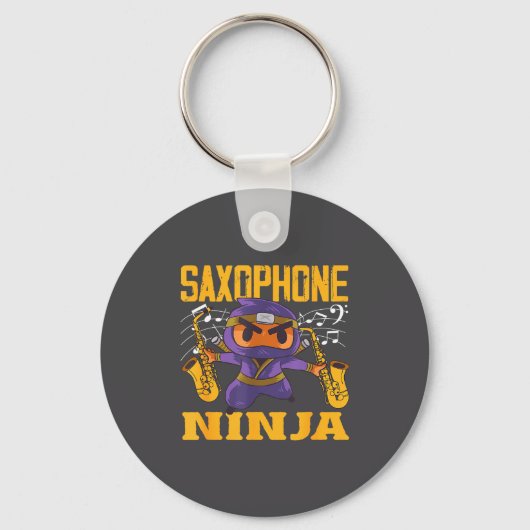 Ninja Saxophone Saxophonist Present Sleutelhanger (Voorkant)
