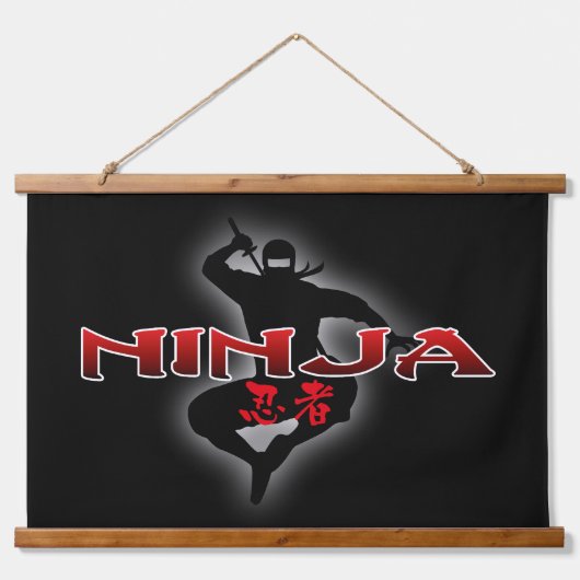 Ninja Silhouette Hangend Wandkleed (Voorkant)