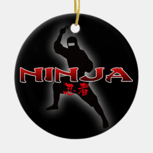 Ninja Silhouette Keramisch Ornament