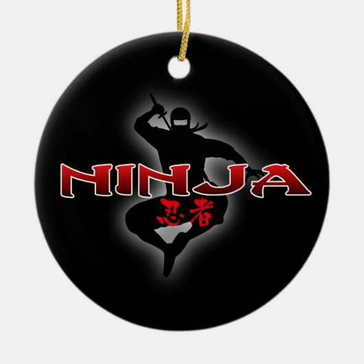 Ninja Silhouette Keramisch Ornament (Voorkant)