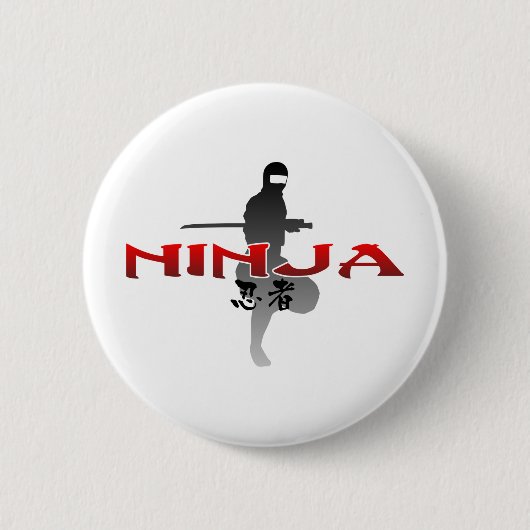 Ninja Silhouette Ronde Button 5,7 Cm (Voorkant)