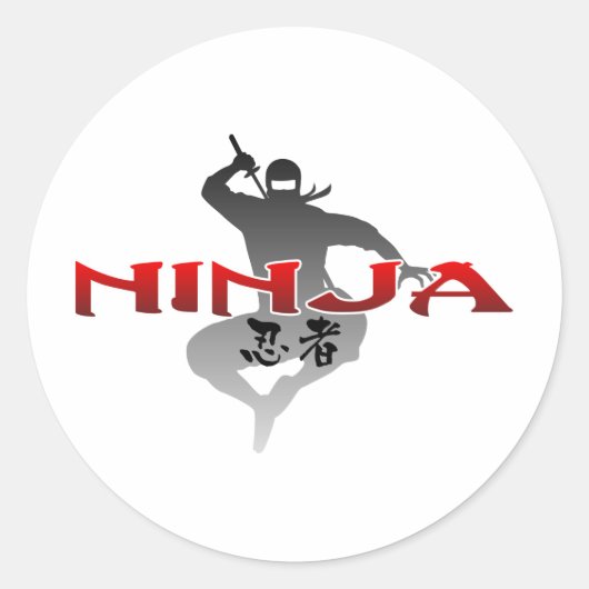 Ninja Silhouette Ronde Sticker (Voorkant)