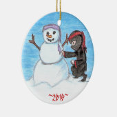 Ninja Snowman Keramisch Ornament (Rechts)