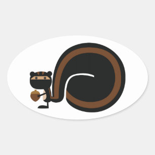 Ninja Squirrel Ovale Sticker