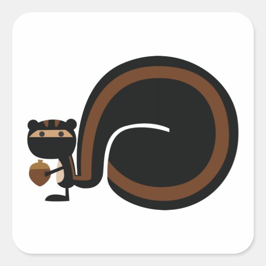 Ninja Squirrel Vierkante Sticker (Voorkant)
