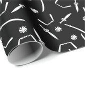 Ninja Swords Throwing Stars Pattern and White Cadeaupapier (Rol Hoek)