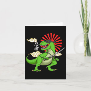Ninja T-rex Grappige Japanse stijl kunst sticker Kaart