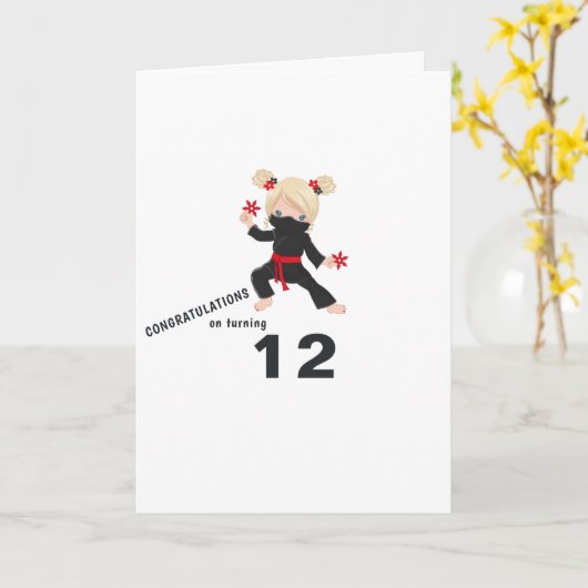 Ninja thema Verjaardag Groet Kaart (Gele Bloem)