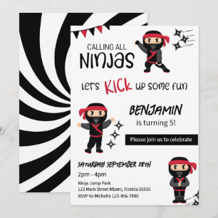 Ninja-thema verjaardag martial arts krijger kaart