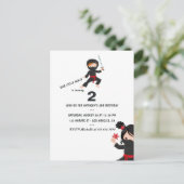 Ninja thema verjaardagsfeestje briefkaart (Staand voorkant)