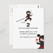 Ninja thema verjaardagsfeestje briefkaart (Voorkant / Achterkant)