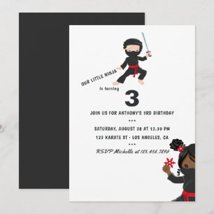 Ninja thema verjaardagsfeestje kaart