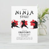 Ninja Theme Birthday Party Kaart (Staand voorkant)