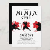 Ninja Theme Birthday Party Kaart (Voorkant / Achterkant)