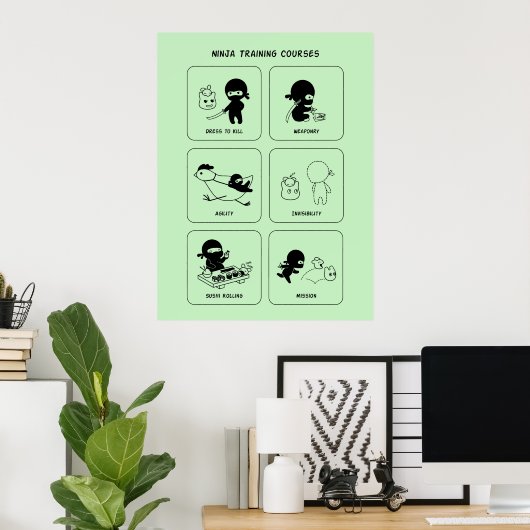 Ninja-trainingscursussen, aangepaste kleur poster (Thuiskantoor)