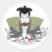 Ninja Ukiyo-e Art Ronde Sticker (Voorkant)