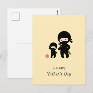 Ninja Vader en Kind op Geel Briefkaart