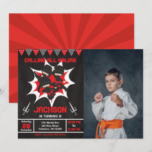 Ninja verjaardag Karate Ninja feest foto  Kaart