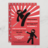 Ninja Verjaardag Party Warrior Red Boy's Fun Kaart (Voorkant / Achterkant)