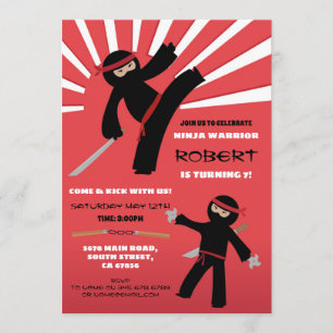Ninja Verjaardag Party Warrior Red Boy's Fun Kaart