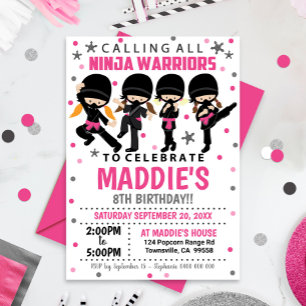 Ninja Verjaardag Uitnodiging meisje Ninja