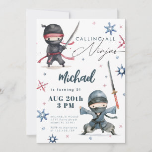 Ninja-verjaardagsuitnodiging Martial Arts Karate Kaart