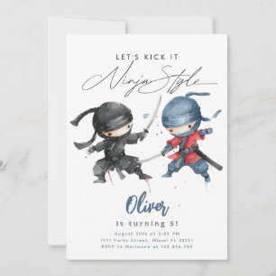 Ninja-verjaardagsuitnodiging Martial Arts Verjaard Kaart